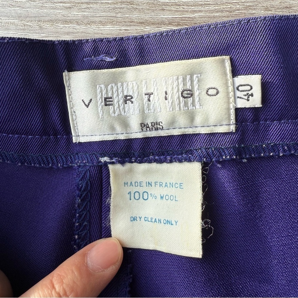 Vintage Vertigo Pour La Ville Pure Wool High Waist Pleated Front Trouser Pants - Picture 7 of 13